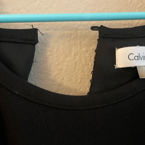 Calvin Klein Black Sequined Lace Capelet Shift Dress 18W - Picture 3 of 3